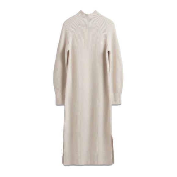 & Other Stories Cream Wool Knit Maxi Sweater Dress Long Sleeve Size L - Picture 2 of 12